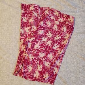 LULAROE DISNEY MICKEY TALL AND CURVY LEGGINGS PINK AND CREAM